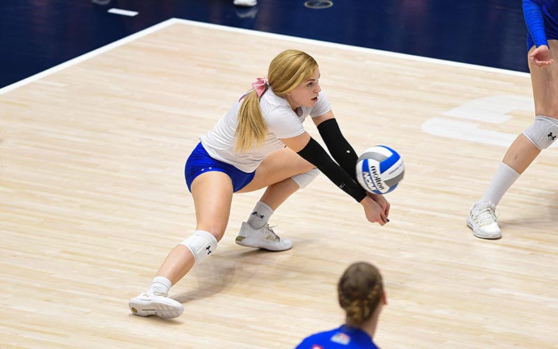 Libero hitting volleyball